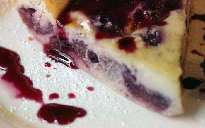 Clafoutis: Caramelised flan style dessert with cherries [France]